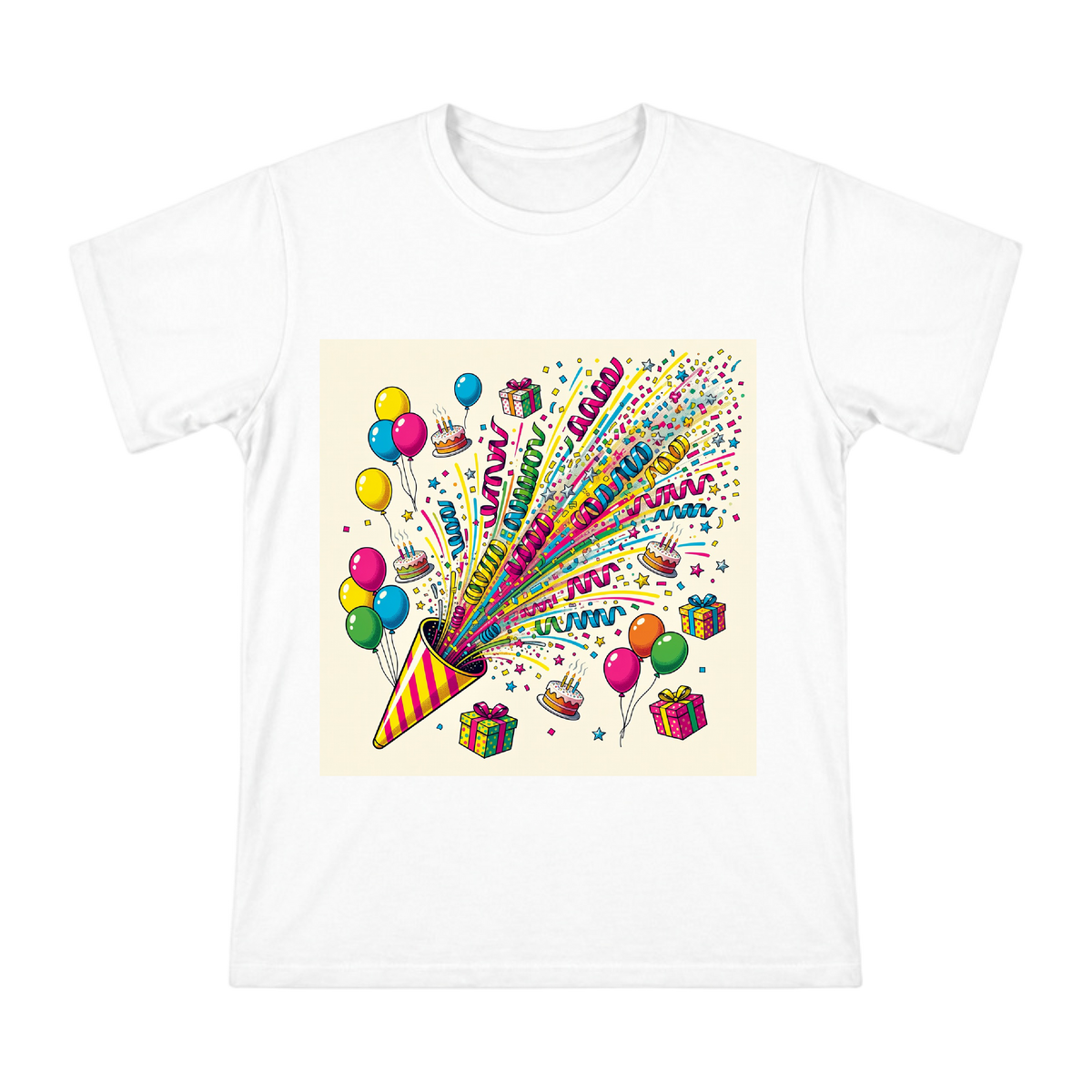 Retro Pop Birthday Celebration Artwork T-Shirt front [ai-pod:b969596da7f49c0b0795ef62eb028254]