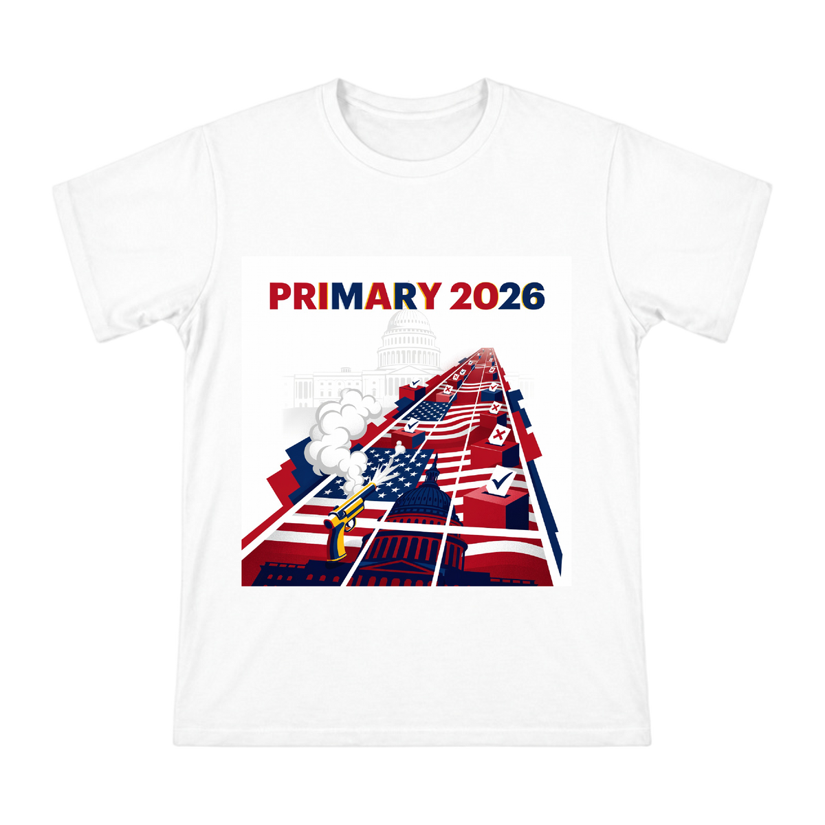 2024 US Election Primary Race Pop Art Illustration Men's Cotton T-Shirt front [ai-pod:fdf35309055bbcae49a5a85077c0fc02]