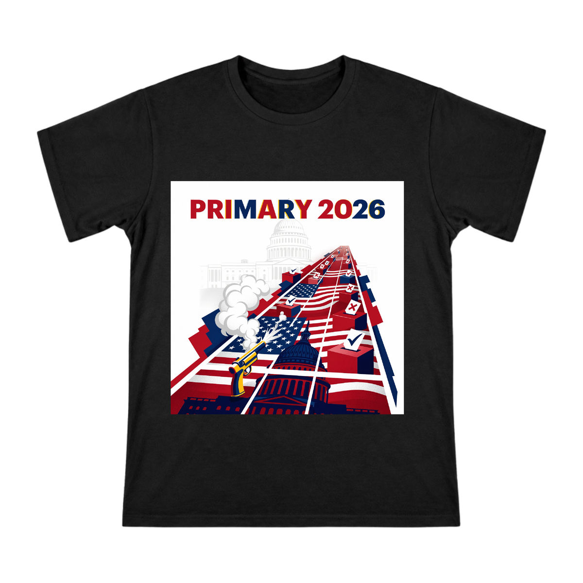 2024 US Election Primary Race Pop Art Illustration Men's Cotton T-Shirt front [ai-pod:948024c8258f2045c5ee53ca44e3a7c7]