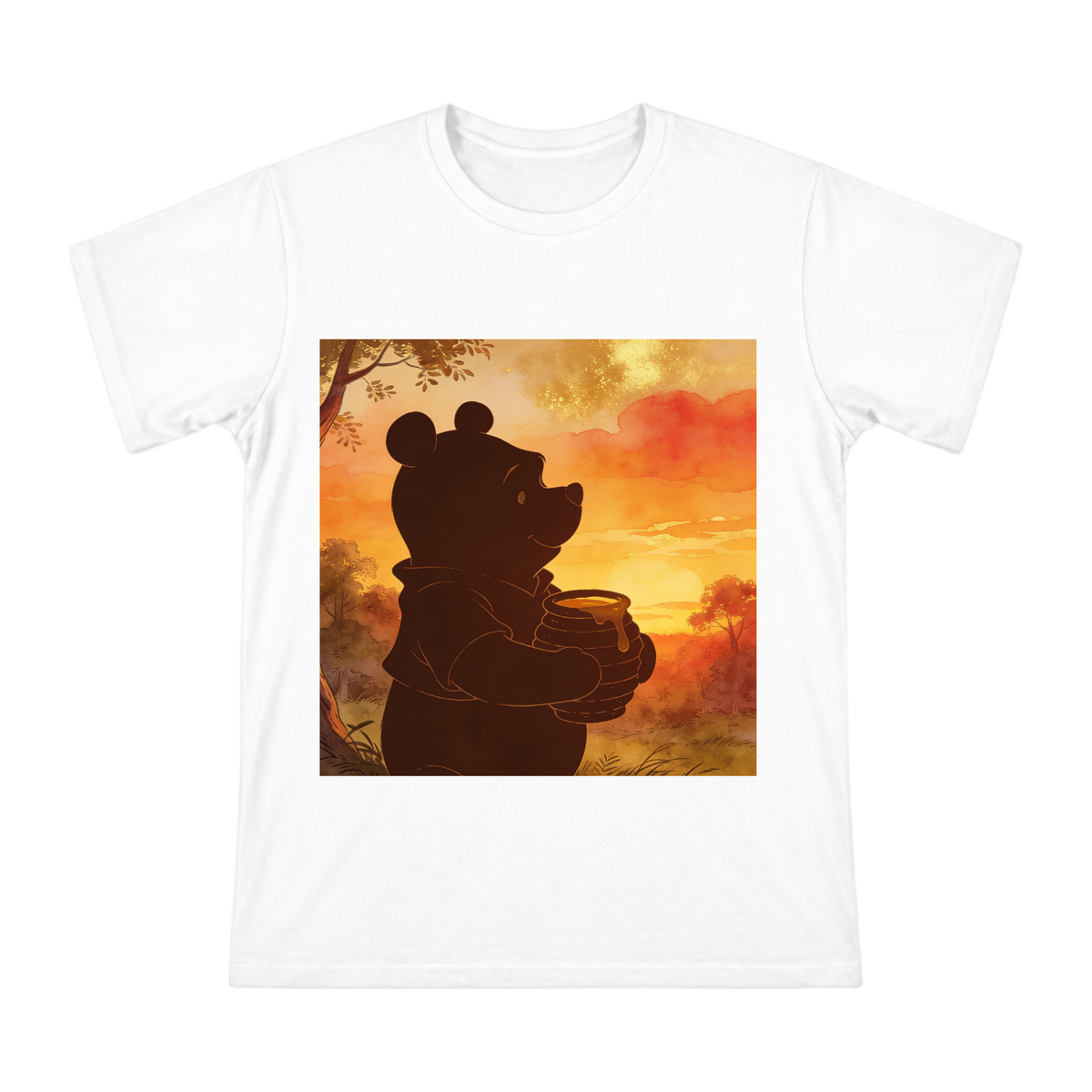 Warm Brown Bear Honey Pot Silhouette Illustration Men's Short Sleeve T-Shirt front [ai-pod:8457bd4de2c0bbeded10b06a26b03933]