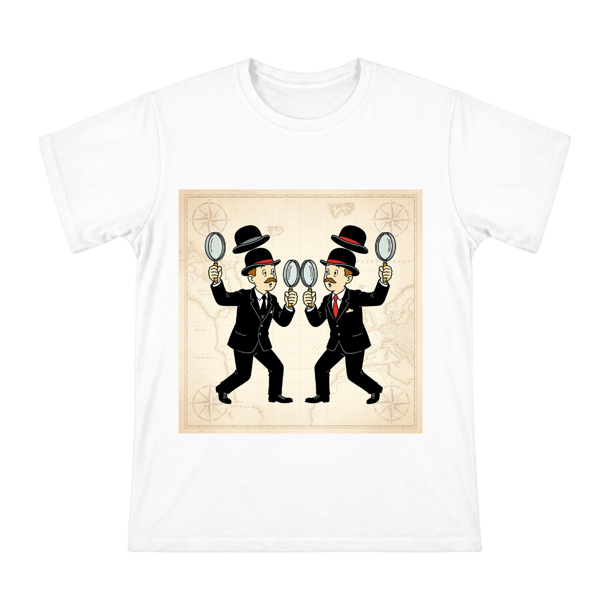 Vintage Comic Detective Duo Men's Cotton T-Shirt front [ai-pod:44f13cae53a9ad06d229349383c71b8f]