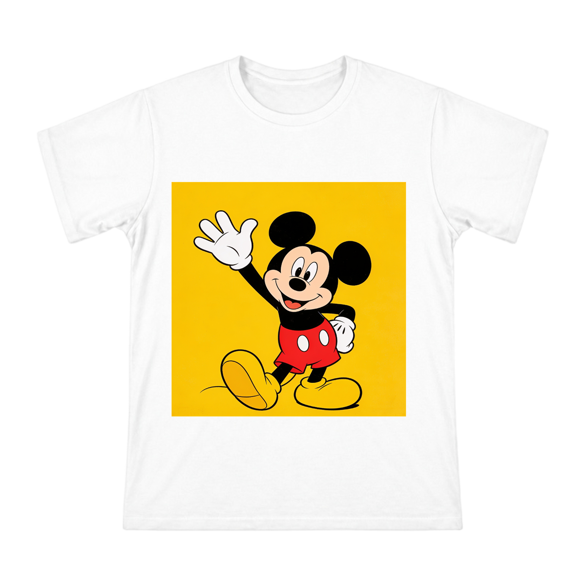 Classic Mickey Mouse Waving Retro Cartoon Print Men's Cotton T-Shirt front [ai-pod:44395f85be2dccde6752d6863716f13b]
