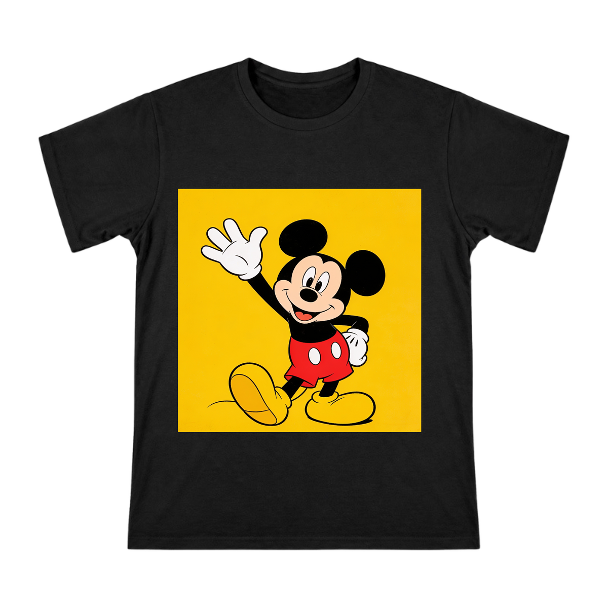 Classic Mickey Mouse Waving Retro Cartoon Print Men's Cotton T-Shirt front [ai-pod:54a09fb9b8fc476c1d3b238b7c4003a9]