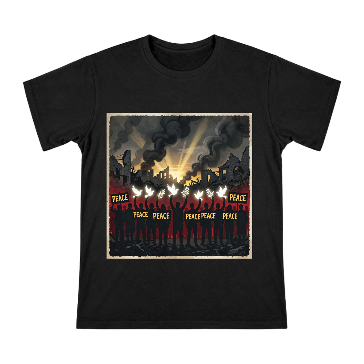 Peace and Anti-War Silhouette on Men's Custom Short Sleeve T-Shirt front [ai-pod:049d2aa87c272de66602998c7807dd89]