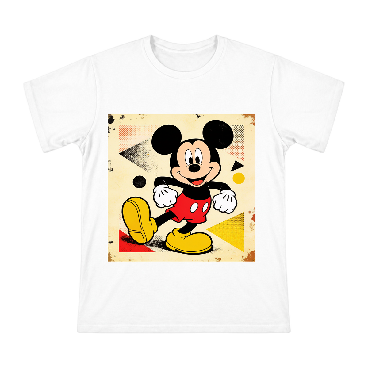Retro Pop Art Running Mickey Mouse Graphic Men's Cotton T-Shirt front [ai-pod:fcc07b664797ac96f2cda6cead9a7189]