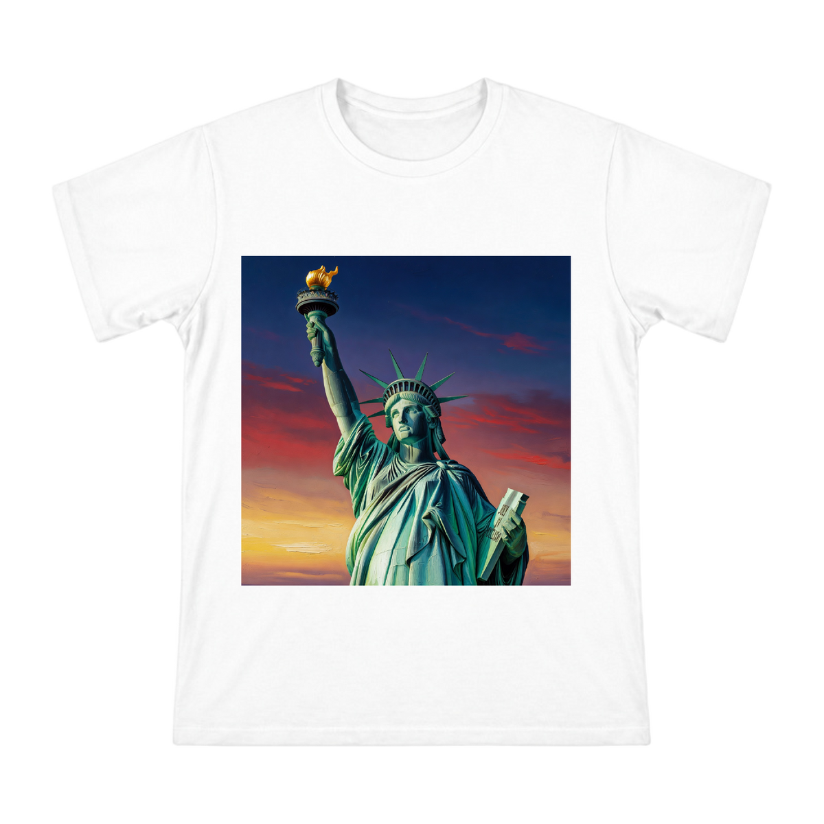 Statue of Liberty Torch Print Men's Cotton T-Shirt front [ai-pod:44052786c56fee49245c768e7015e072]
