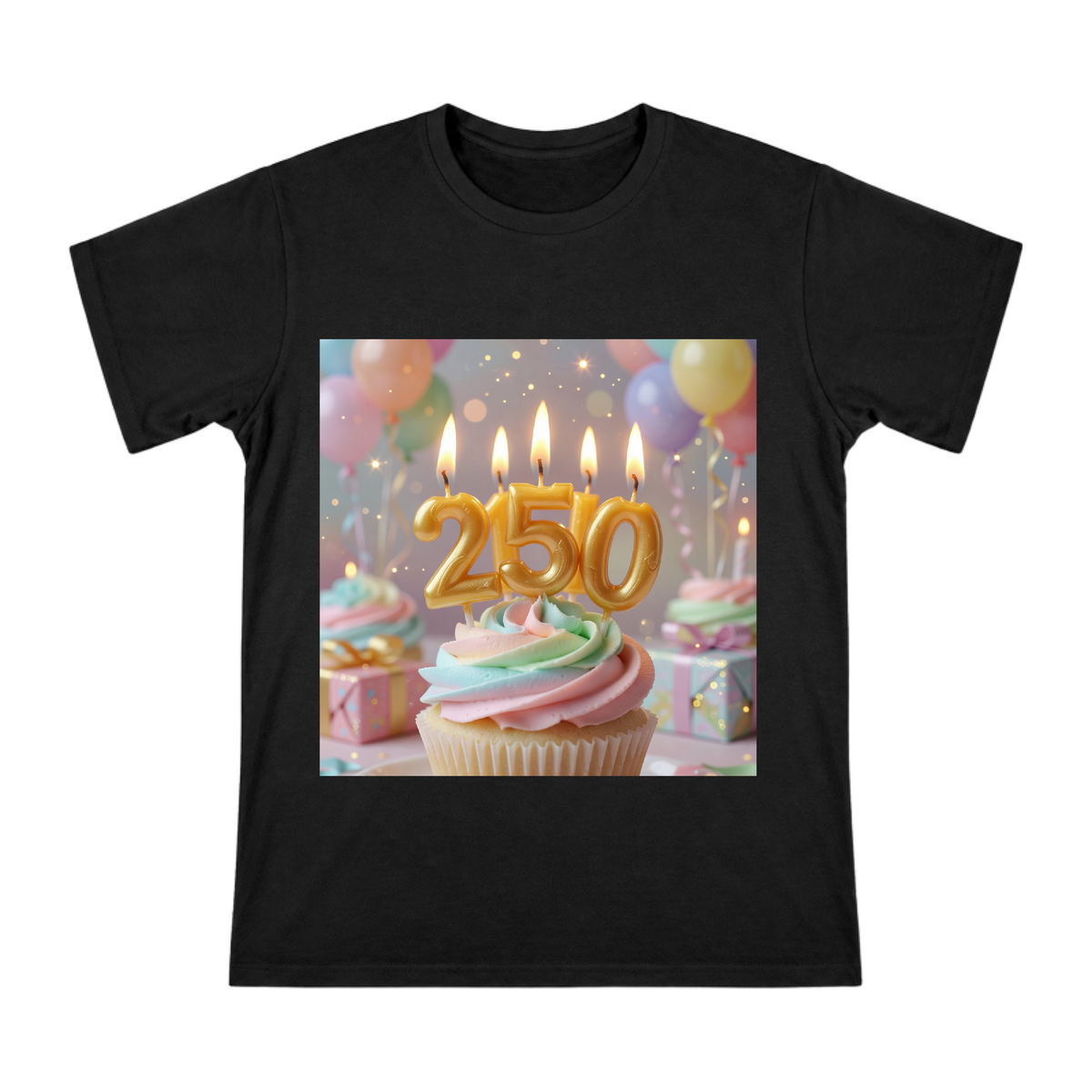 250 Birthday Cupcake with Gold Candles Men's Short Sleeve T-Shirt front [ai-pod:58e5f8c69e3aeaee5da197c5c278ef72]