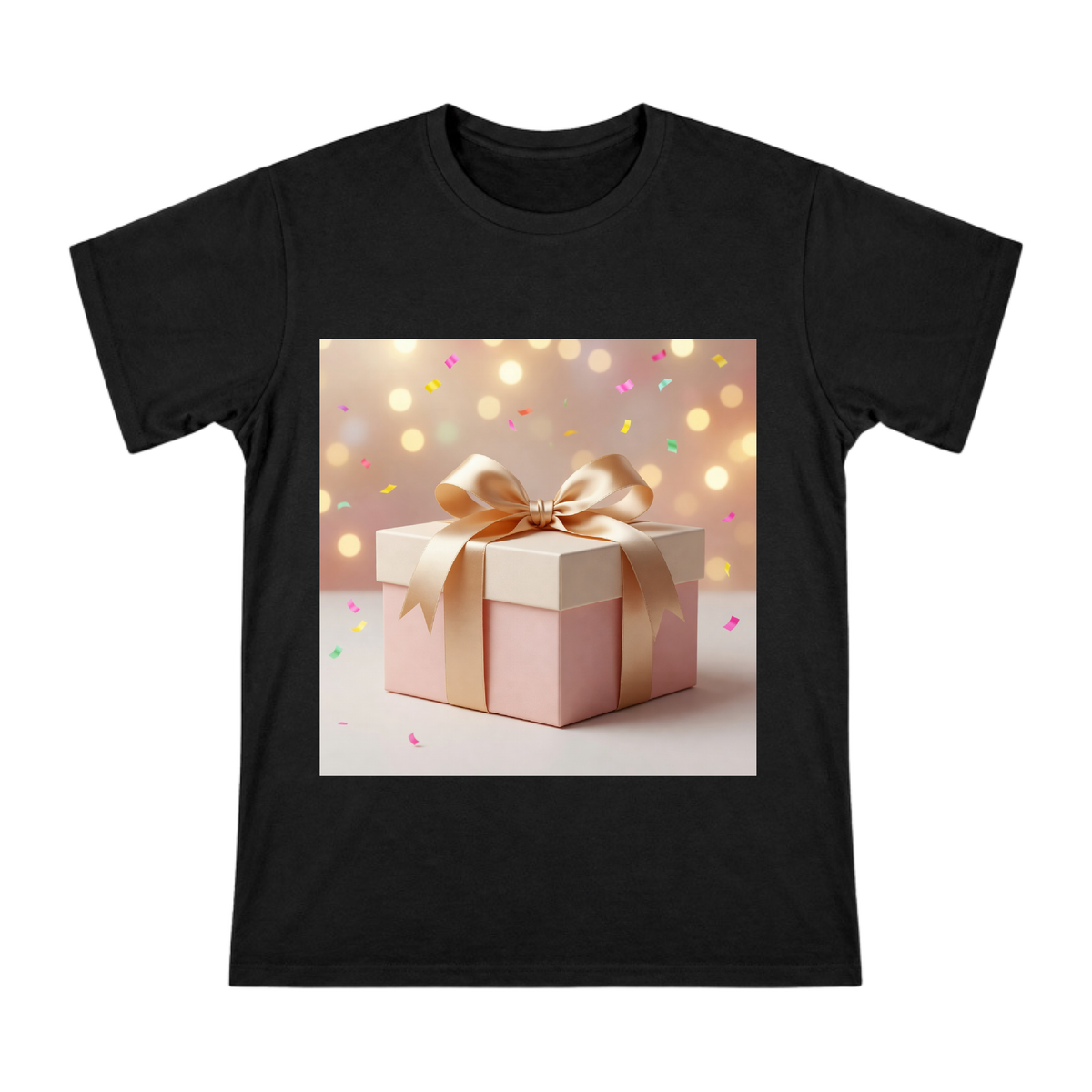 Champagne Gold Ribbon Bow Pink Gift Box Men's Cotton T-Shirt front [ai-pod:733e3d9769b84c73a4b804ececb44e40]