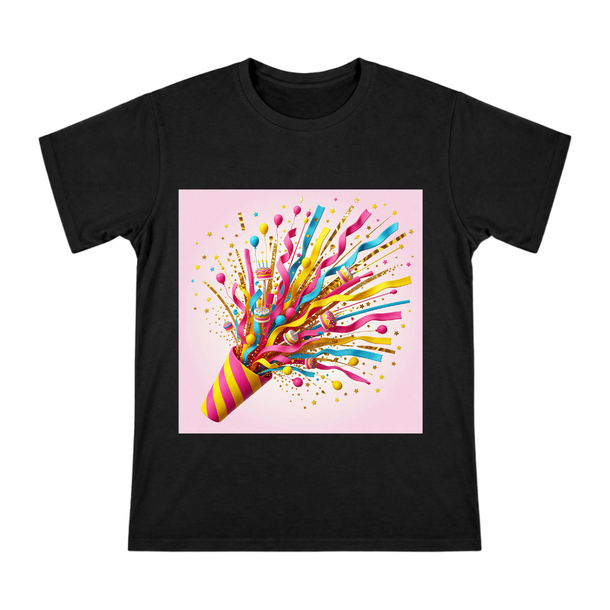 Birthday Party Popper with Confetti and Balloons Men's Short Sleeve T-Shirt front [ai-pod:7bcf4e6badbf92b6a3dc9d02715da5ac]