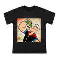 Retro American Comic Popeye Eating Spinach T-Shirt front [ai-pod:6a878b149baa2a9b378edb8c2abdd4ce]