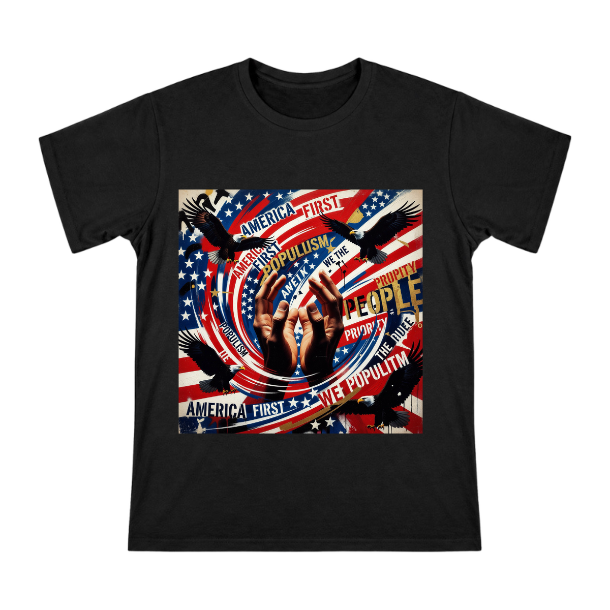 Dramatic Spotlight Hands Men's Custom Print T-Shirt front [ai-pod:3b434190dc3ee83c226c515079ab6f9d]