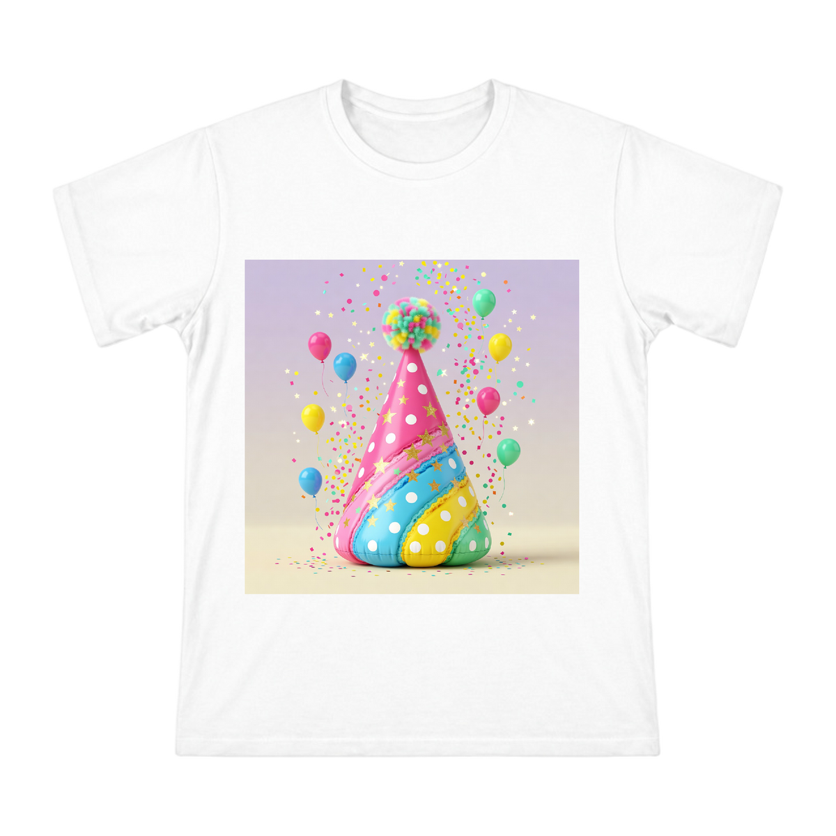 Rainbow Polka Dot Star Party Hat Men's Cotton T-Shirt front [ai-pod:eaec4a1b2b04cf1ca421dc3ba7b26722]