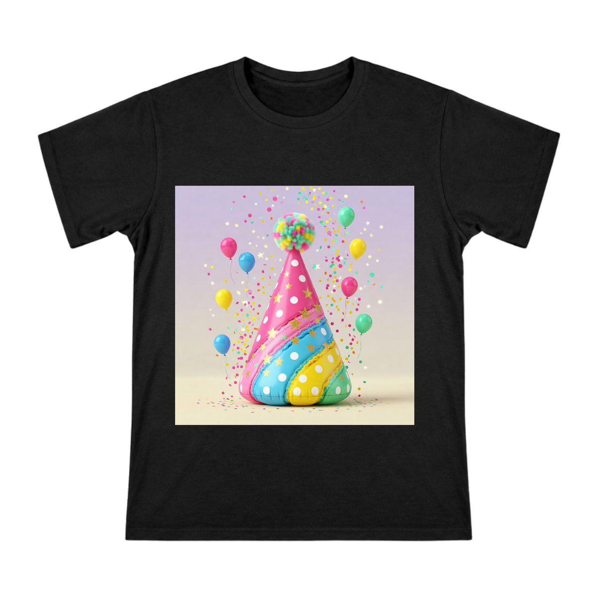 Rainbow Polka Dot Star Party Hat Men's Cotton T-Shirt front [ai-pod:09f6230648bf58db7cd7dfc651637dc1]
