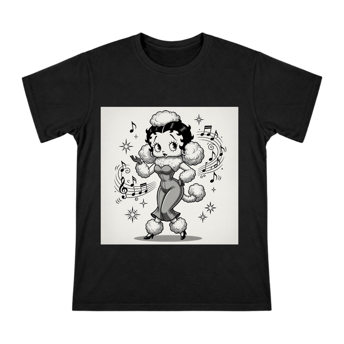 Vintage Jazz Poodle Singer Men's Custom Print T-Shirt front [ai-pod:d6782fce92aa428e3ee772580578b93e]