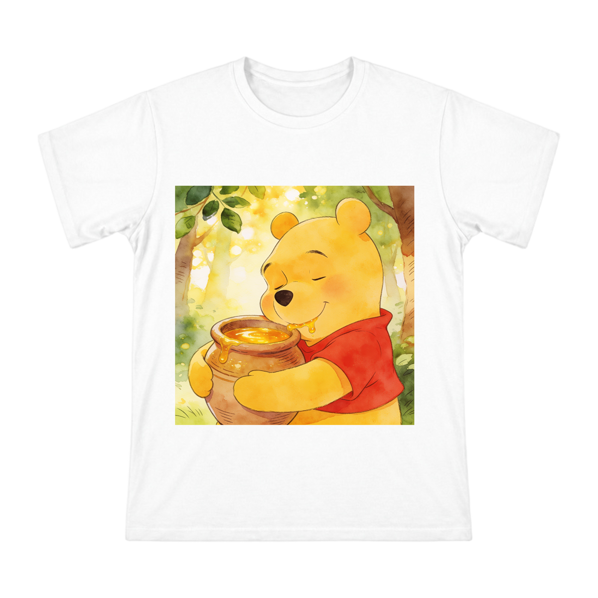 Winnie the Pooh Honey Pot Watercolor Illustration Men's Short Sleeve T-Shirt front [ai-pod:e8223660fdec1e2457f6bac12c219693]