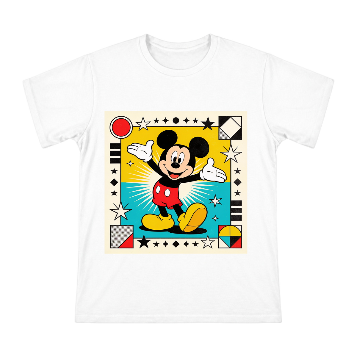 Retro Pop Art Mickey Mouse Waving Men's Short Sleeve T-Shirt front [ai-pod:aa69b678172e49473da3e2328e499bf1]