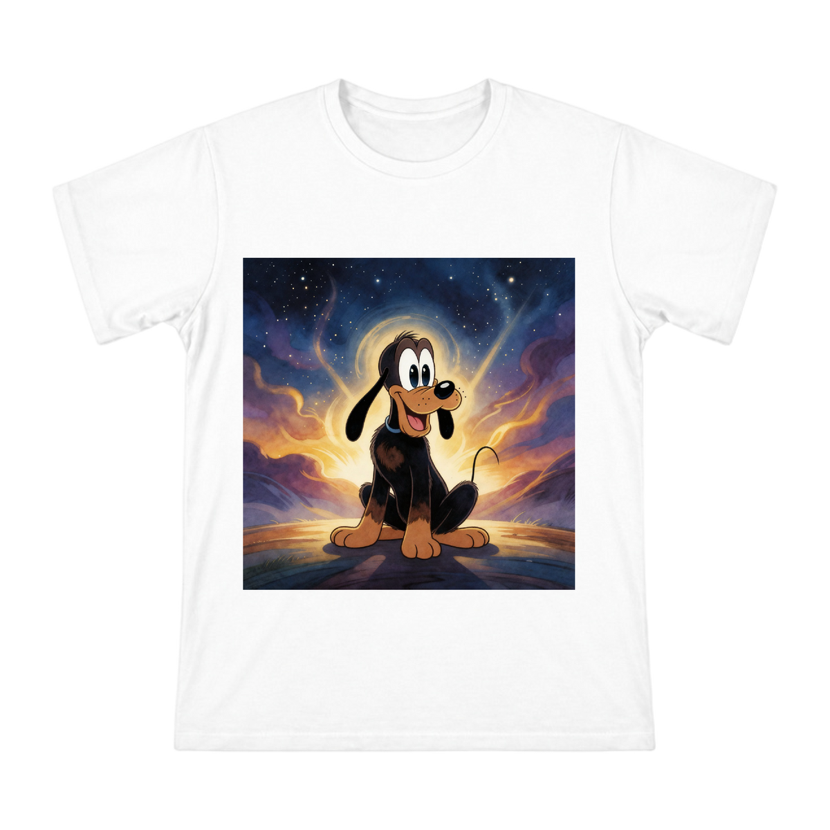 Classic Retro Pluto Cartoon Illustration Men's Cotton Short Sleeve T-Shirt front [ai-pod:df890d909929a3730b3e417f88543520]
