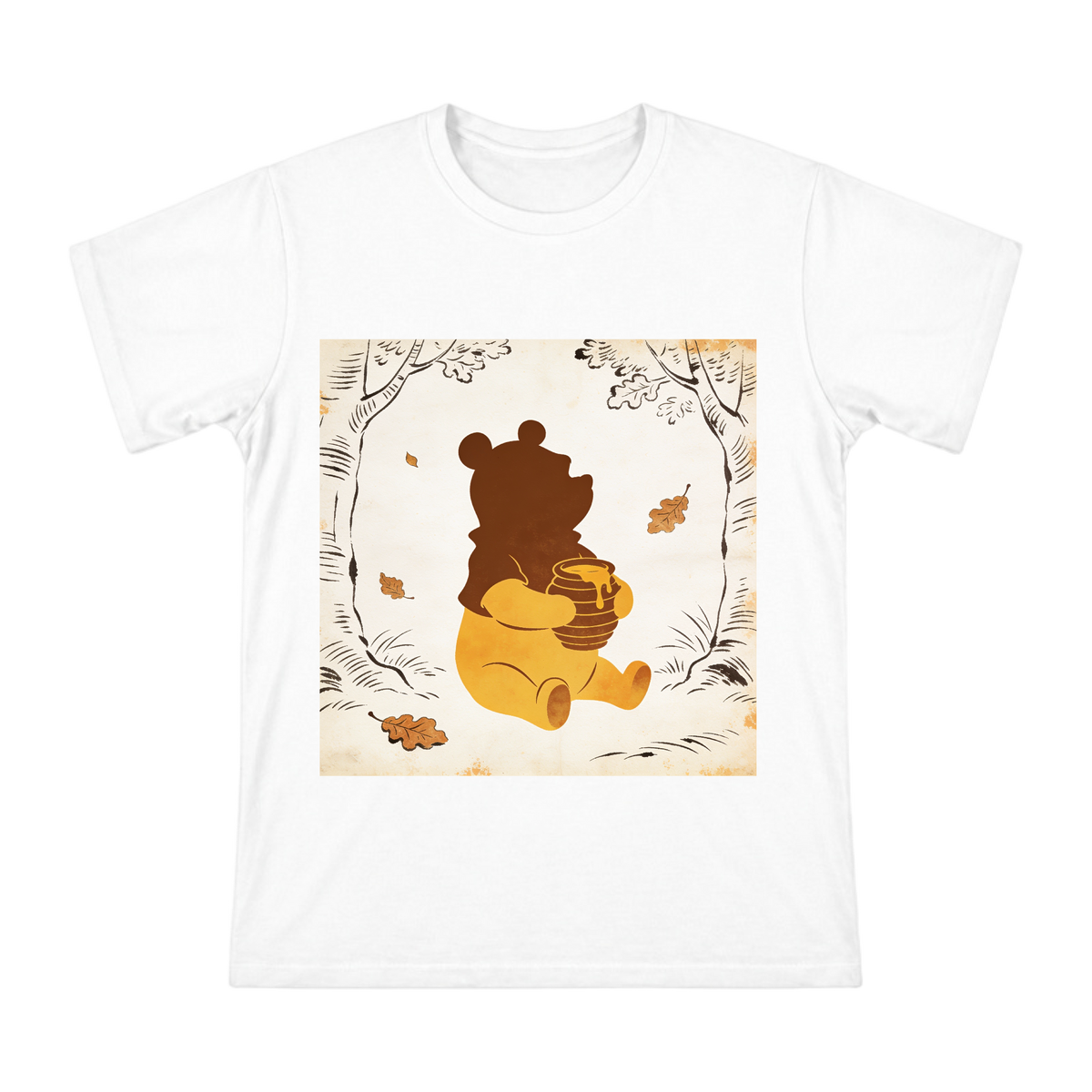 Autumn Forest Honey Bear Silhouette Men's Custom T-Shirt front [ai-pod:efe8cff5781b9a339b687a3a3a13f3bb]