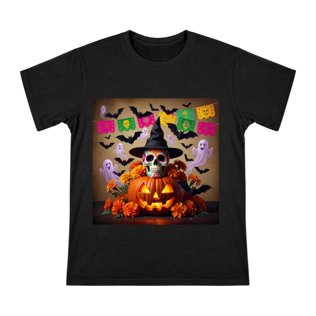 Day of the Dead Sugar Skull Witch Men's Short Sleeve T-Shirt front [ai-pod:ebd47c2098d27bd0eb6deea48a1111b5]