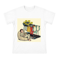 Retro Comic Treadmill Laundry Scene Men's Custom Graphic Tee front [ai-pod:c1fc384b3e92104aa7d354a5c4267f3b]