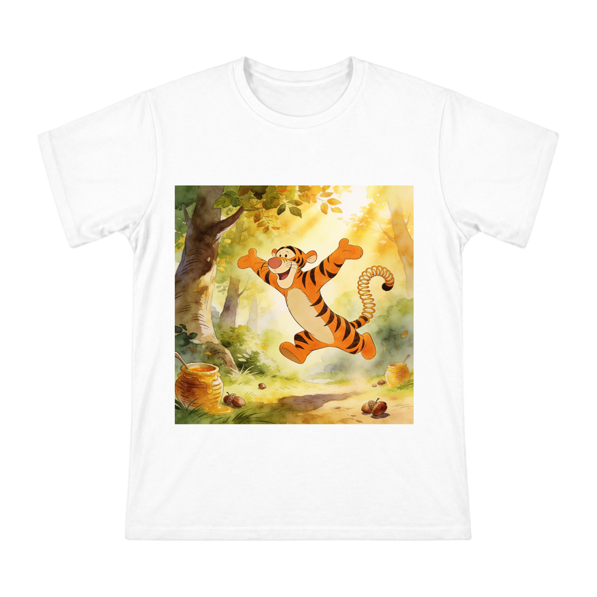 Tigger Bouncing Illustration Men's Premium Cotton T-Shirt front [ai-pod:e0d03513ebf2bf65c699329573ce6f2e]