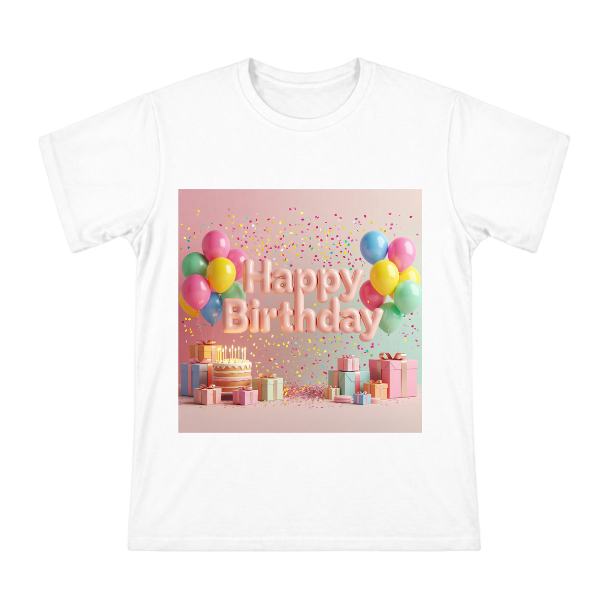 Happy Birthday 3D Balloon Typography Men's Short Sleeve T-Shirt front [ai-pod:02594ab53e5218f58814b022d1f3ae4a]