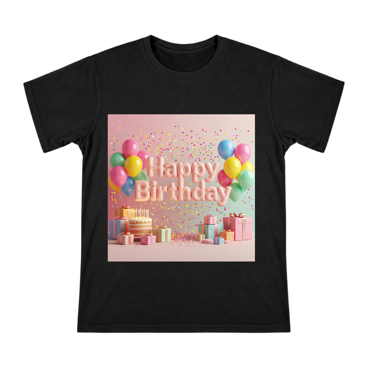 Happy Birthday 3D Balloon Typography Men's Short Sleeve T-Shirt front [ai-pod:f7d71ed48a8140b5e5fd93ff4079ddd8]