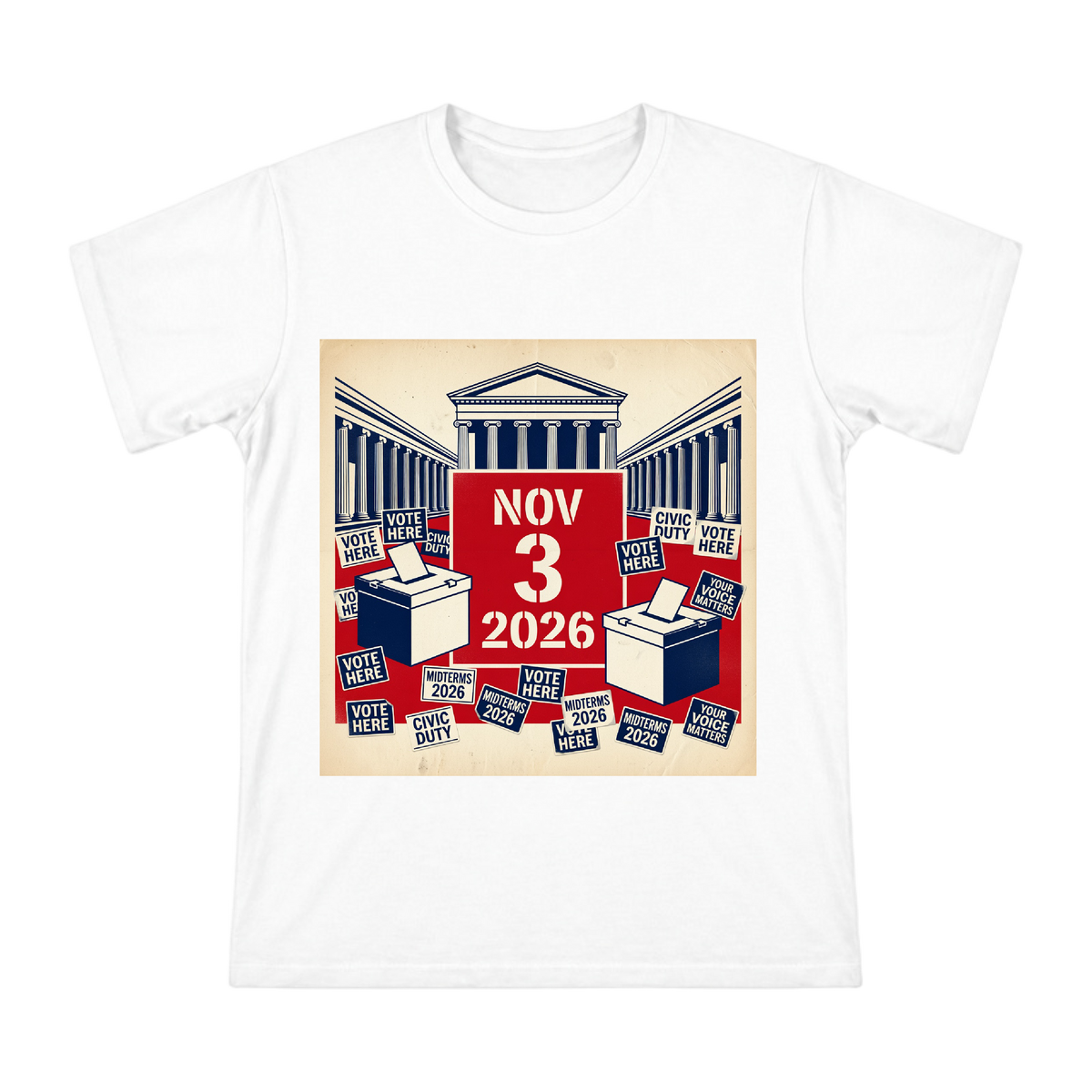 2026 Midterm Election Retro Campaign Men's Custom T-Shirt front [ai-pod:1104496f9bb42721a02c94e2c38f676e]
