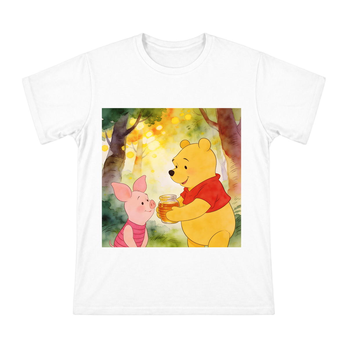 Winnie the Pooh and Piglet Honey Sharing Men's Cotton T-Shirt front [ai-pod:18b257dbfc0b1387cfcf447529351ad7]