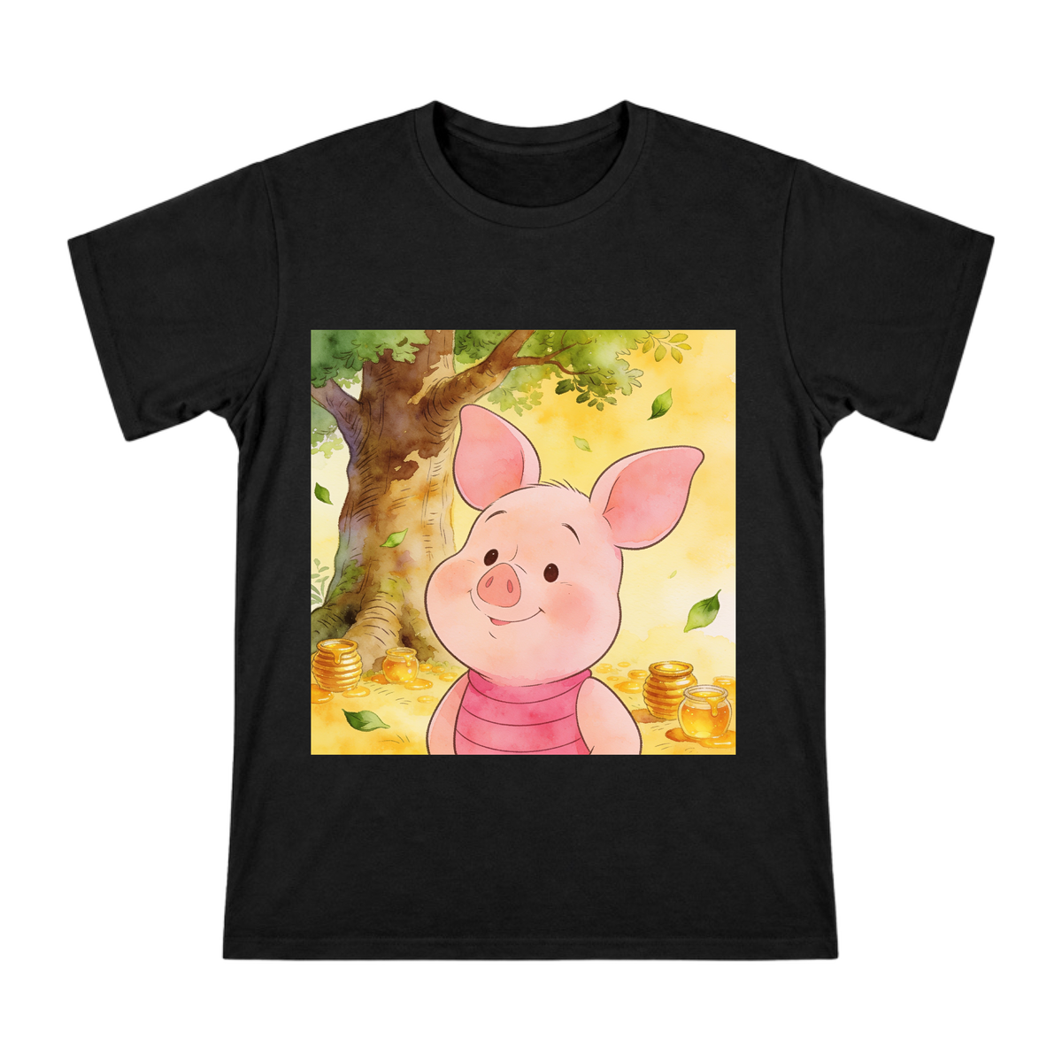 Watercolor Piglet Portrait on Men's Cotton T-Shirt front [ai-pod:0ec568d45655d6faa275b7692c6b2f61]