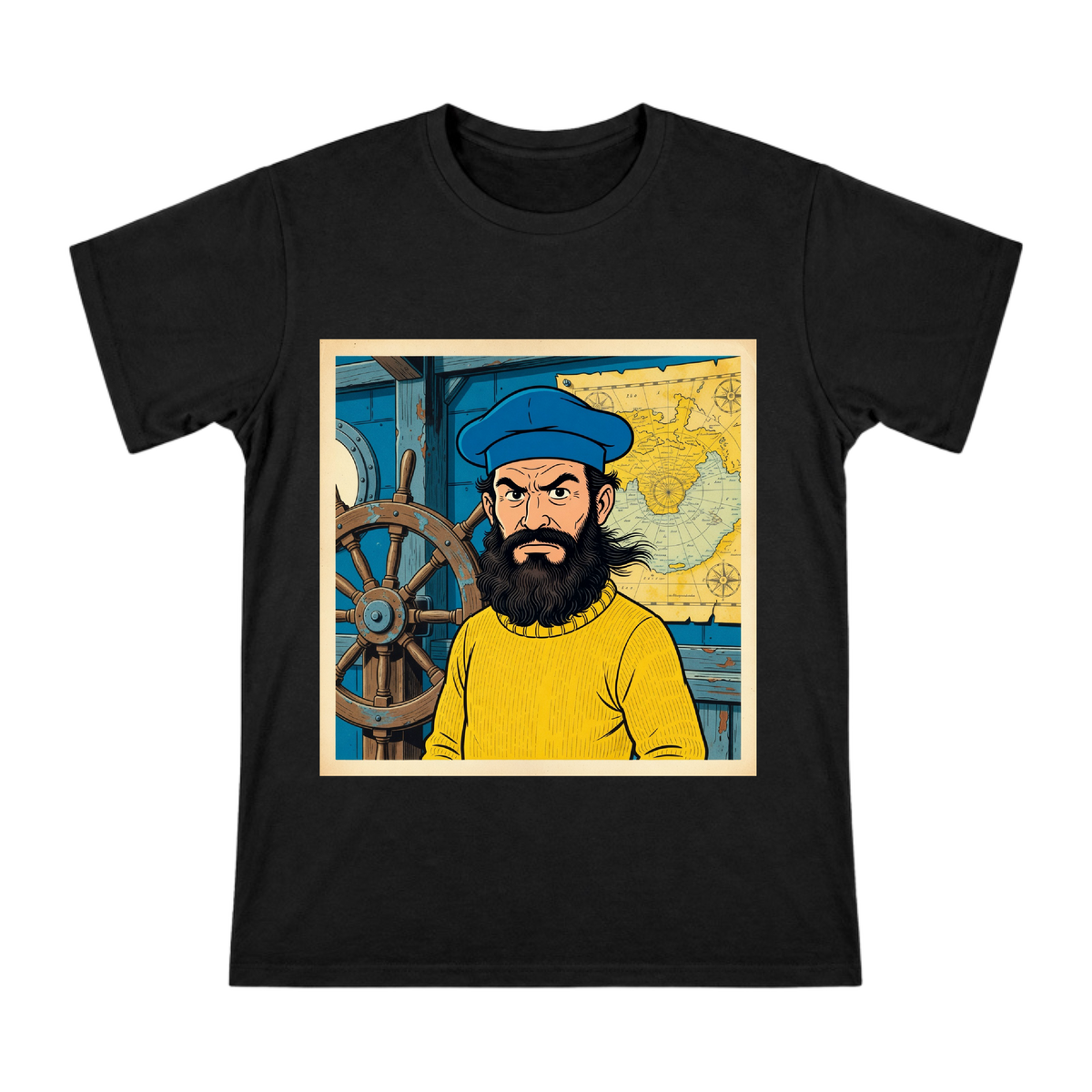 Vintage Sailor Captain Illustration Men's Cotton T-Shirt front [ai-pod:c8e1aef210fd710386f9a17c633dd32e]