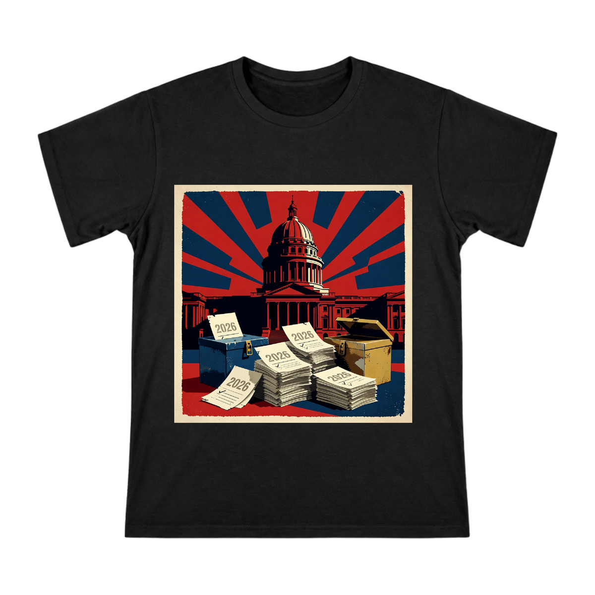2026 Retro Voting Box Illustration Men's Heavyweight Cotton T-Shirt front [ai-pod:5c3b47ab1b41db96acb01c3141a31a4c]