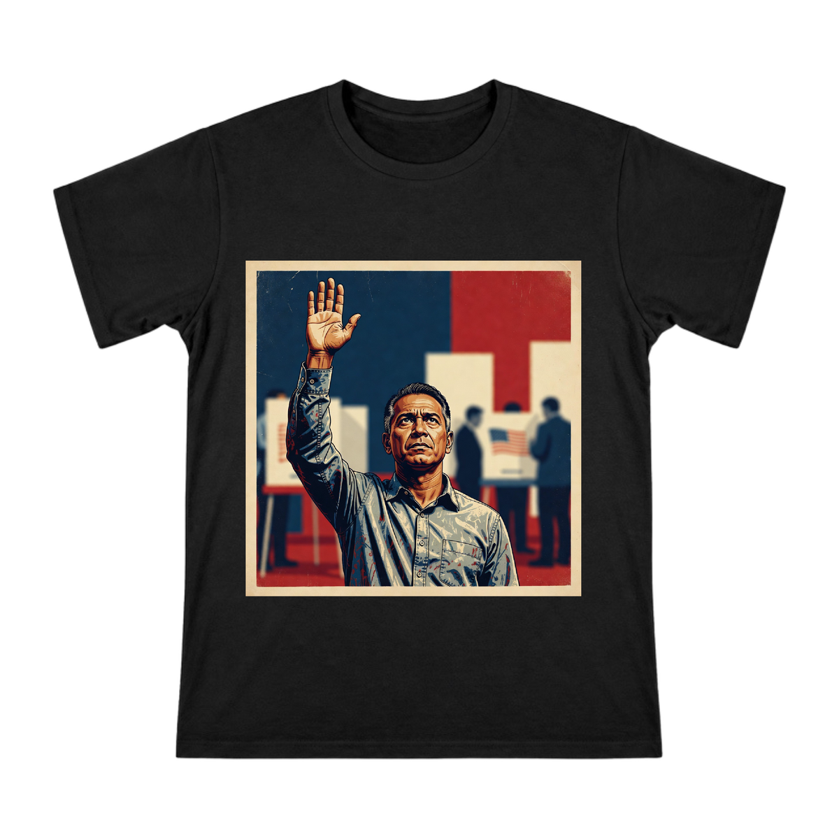 Solemn Voter Oath Vintage Political Poster Men's Short Sleeve T-Shirt front [ai-pod:f8624084a91515e7d49dc81386d05612]