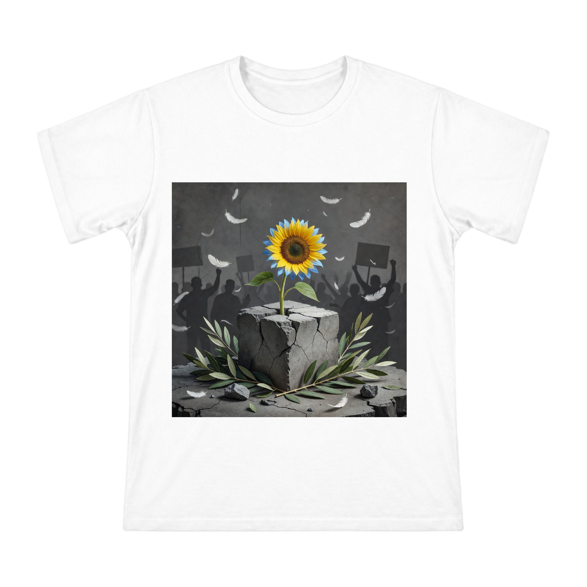 Surreal Blue and Yellow Sunflower from Concrete Crack Men's Custom T-Shirt front [ai-pod:29b50ba60762be2a741a8bf523854e12]
