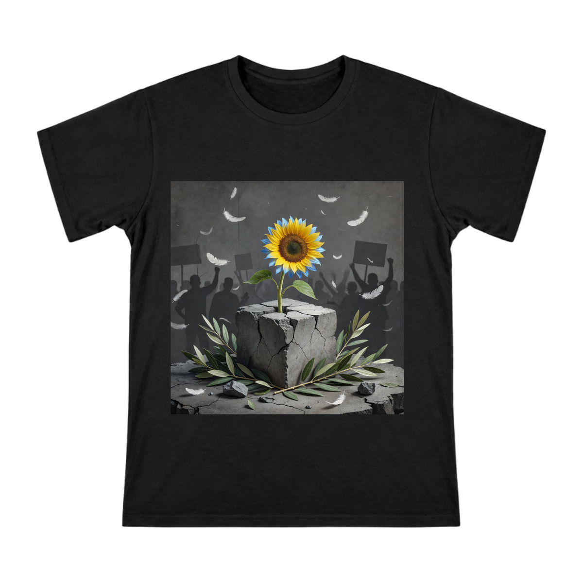 Surreal Blue and Yellow Sunflower from Concrete Crack Men's Custom T-Shirt front [ai-pod:513ffb7b16b67756cdb830a85071d8b9]