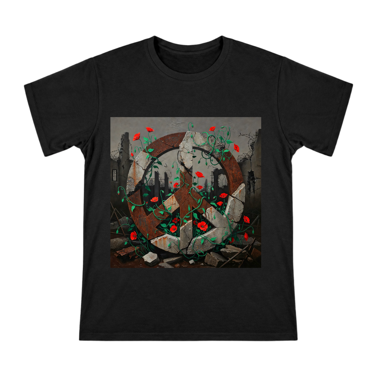 Rust and Poppies Peace Symbol Men's Heavyweight Cotton T-Shirt front [ai-pod:2ad66581817ecb4d2ae537adf526c5af]
