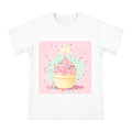 Pink Cream Birthday Cupcake Illustration Men's Short-Sleeve Cotton T-Shirt (Front-Print Only) front [ai-pod:b020fe41647cede5e40cf24669880be4]