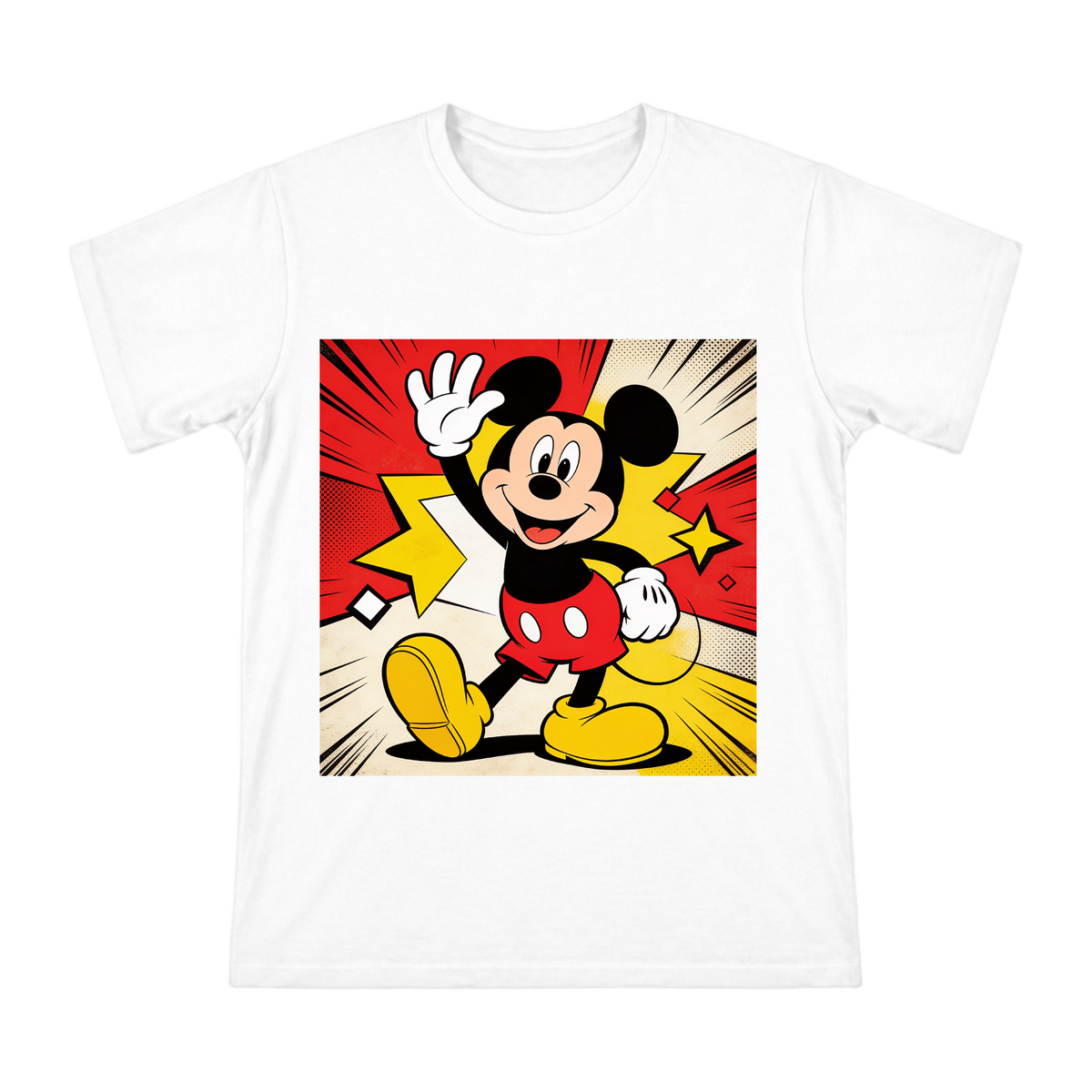 Retro Pop Art Mickey Mouse Waving Men's Custom Short Sleeve T-Shirt front [ai-pod:6da09e34e7810ea10d9286e4a01c687e]