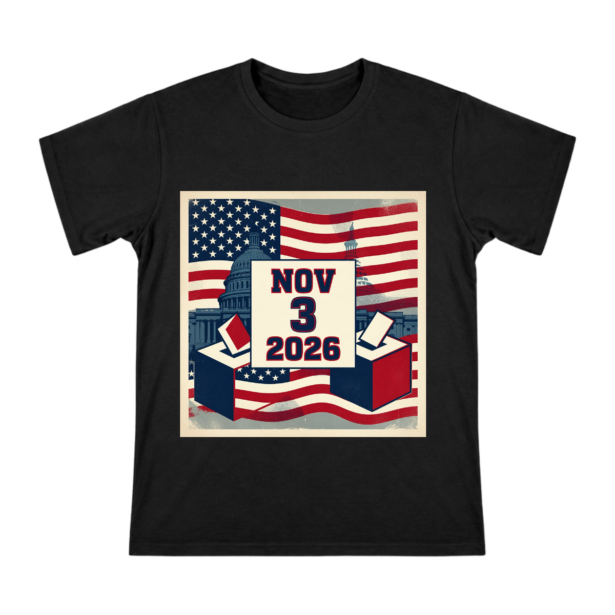 2026 Midterm Election Vintage Pop Art Men's Short Sleeve T-Shirt front [ai-pod:d624997def088f9821e51559a807e0c5]