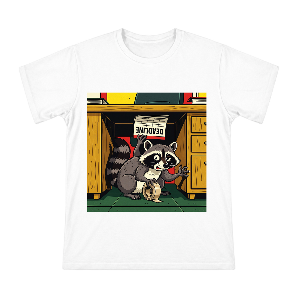Deadline Panic Raccoon Retro Cartoon Men's T-Shirt front [ai-pod:4cf2070e6b2641933dba482bc0111105]