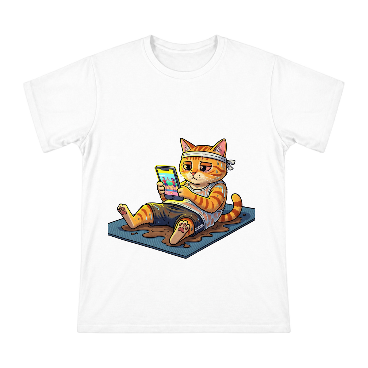 Exhausted Orange Tabby Cat on Yoga Mat Custom Men's T-Shirt front [ai-pod:d306f1a65381c069df8165ae31ea6e86]