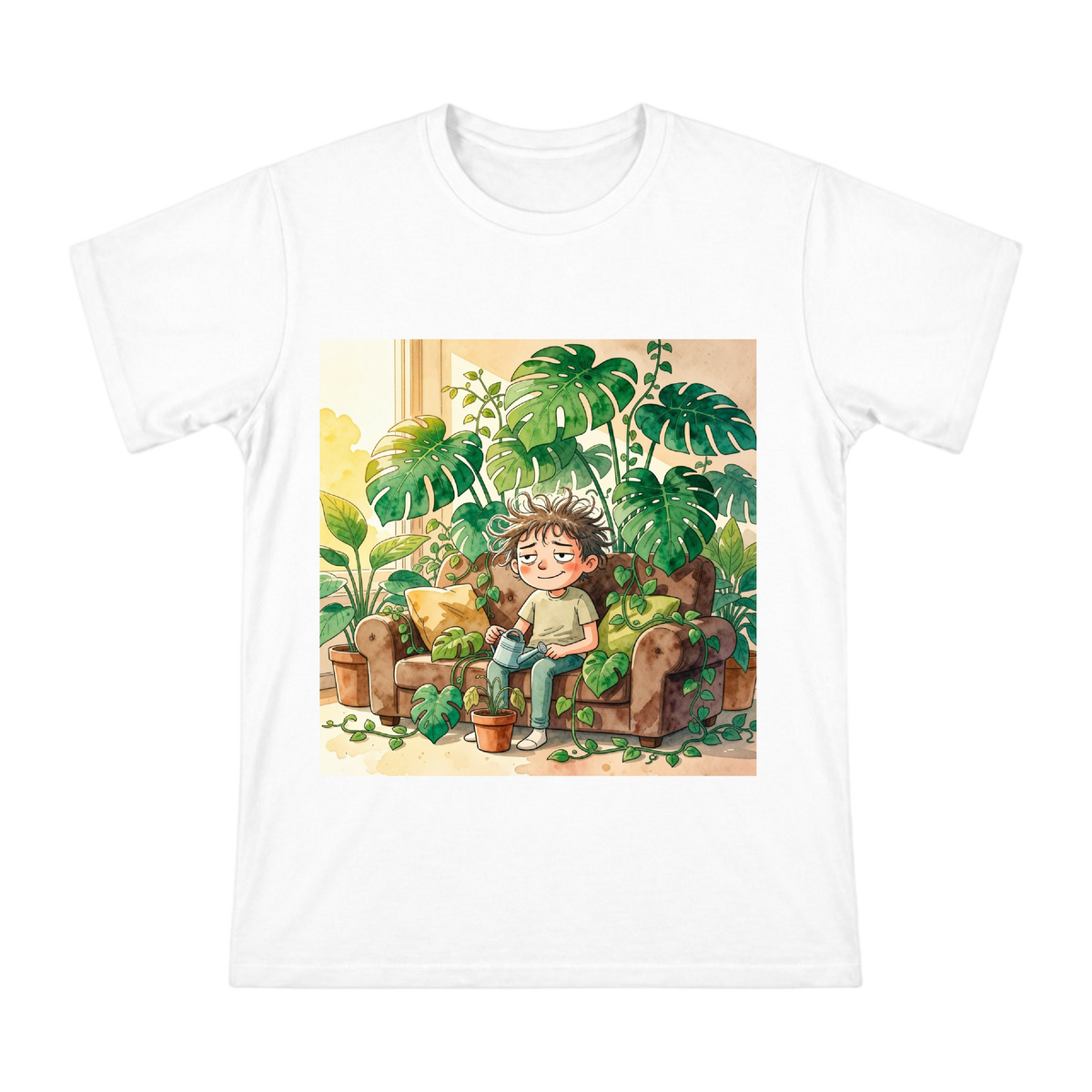 Lazy Afternoon with Monstera Men's Custom Print T-Shirt front [ai-pod:1e2063b063ae4cd9c1fbc14711bb2390]