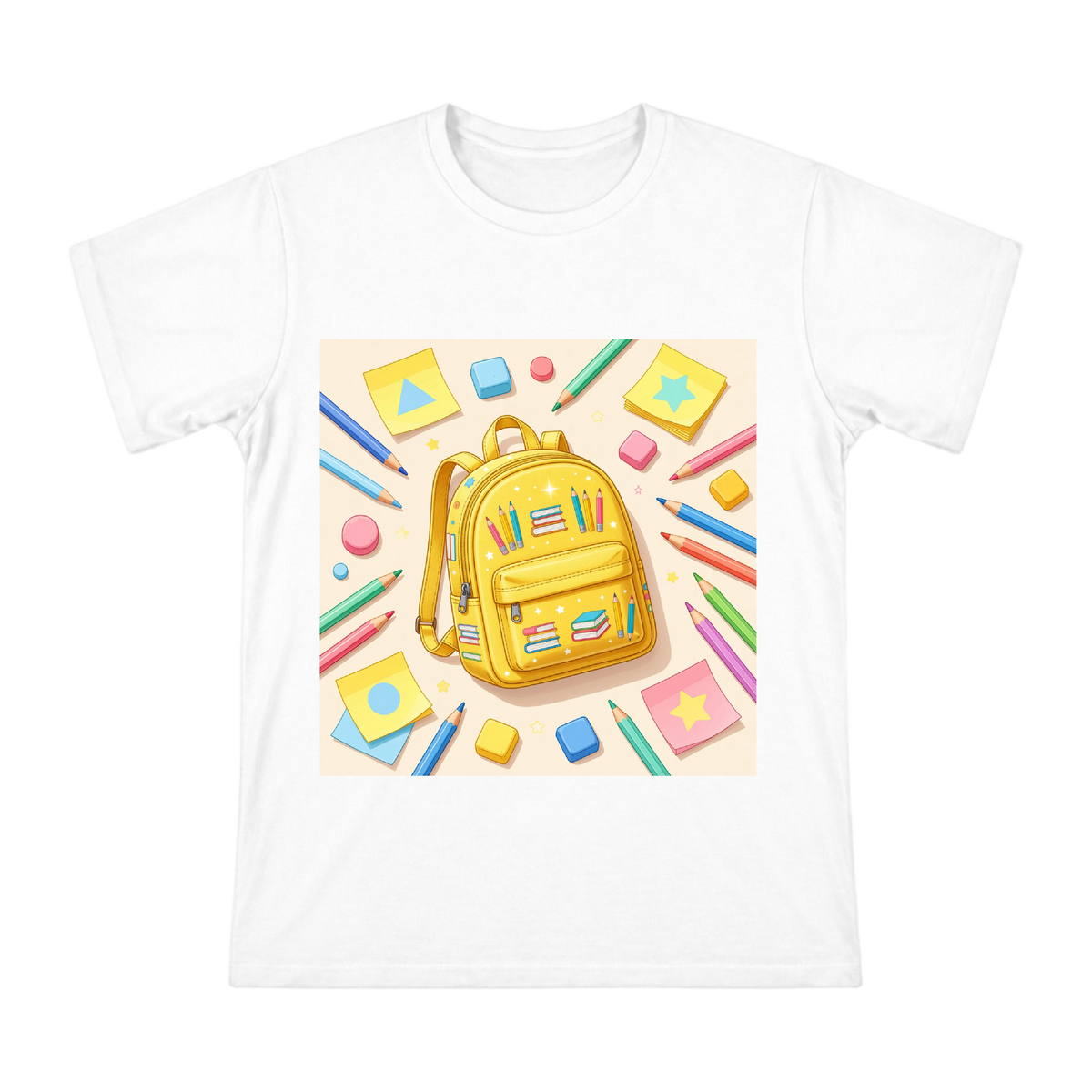 School Supplies Illustration on Men's Short Sleeve T-Shirt front [ai-pod:e0eaa7f4238c98979a5df2a34c2547dd]