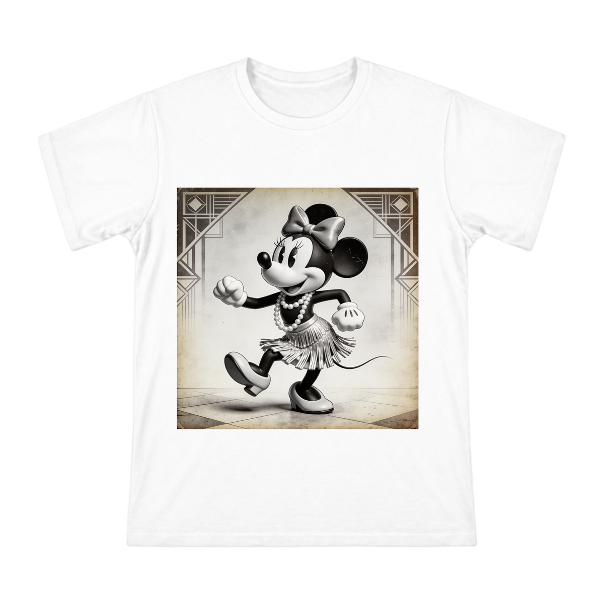 Jazz Age Vintage Minnie Flapper Dance Print T-Shirt front [ai-pod:e741ca7657e6e77a262044f20251033d]