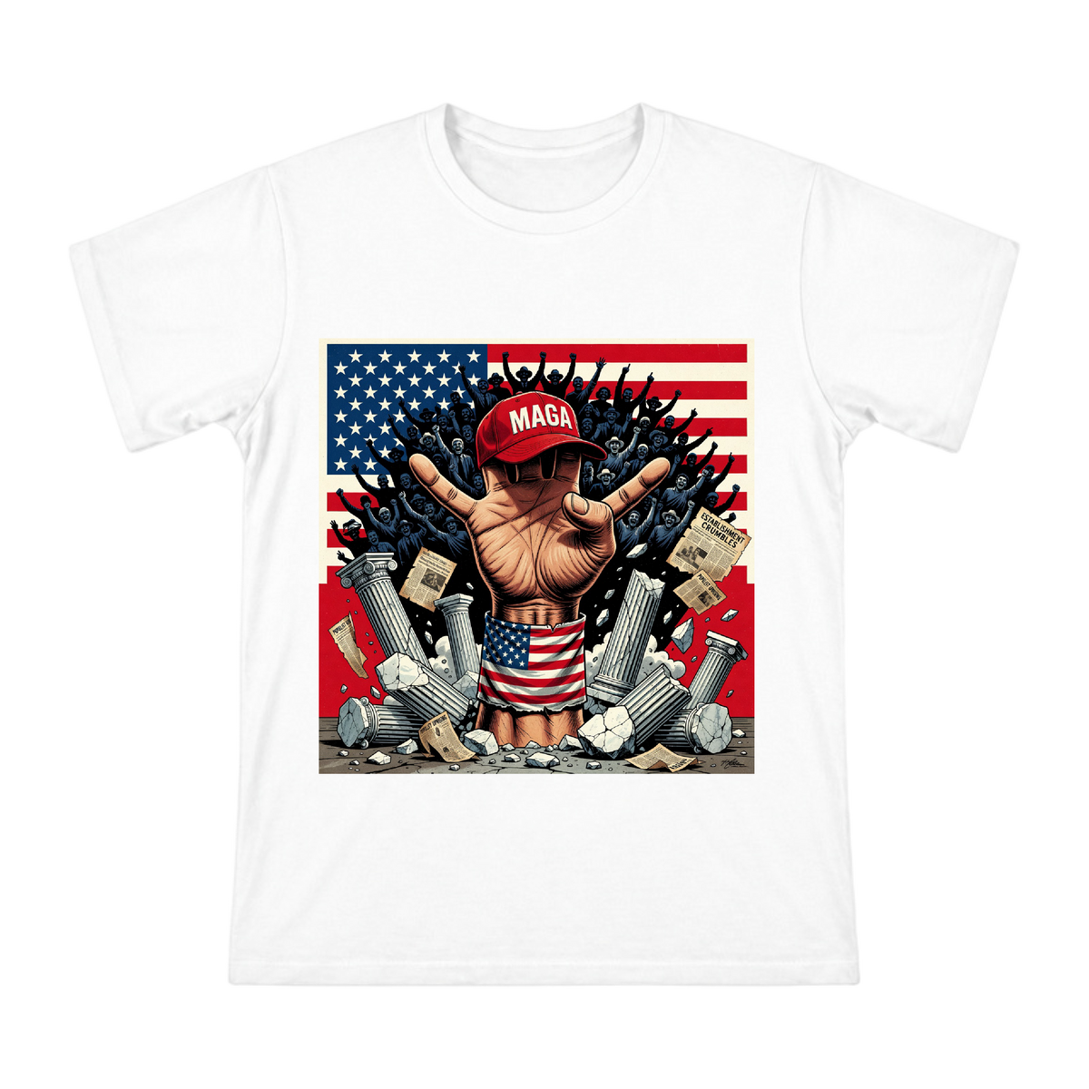 MAGA Political Pop Art Hand Graphic Men's Cotton T-Shirt front [ai-pod:9ce751c5f60da7658db3cefba0a8c53f]