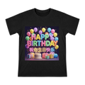 Happy Birthday Neon and Balloons Custom Graphic Men's T-Shirt front [ai-pod:753be6c3e8b1fb82b63e4853c5c570c6]