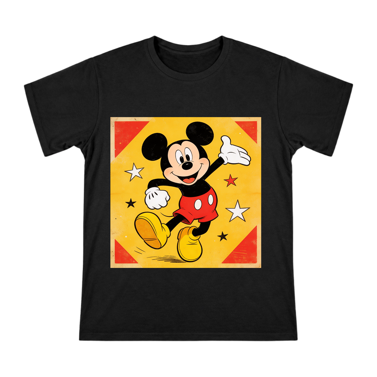Retro Mickey Mouse Jumping Print Men's Cotton T-Shirt front [ai-pod:b41f946e48b98f6a49cd5718cbb617d3]