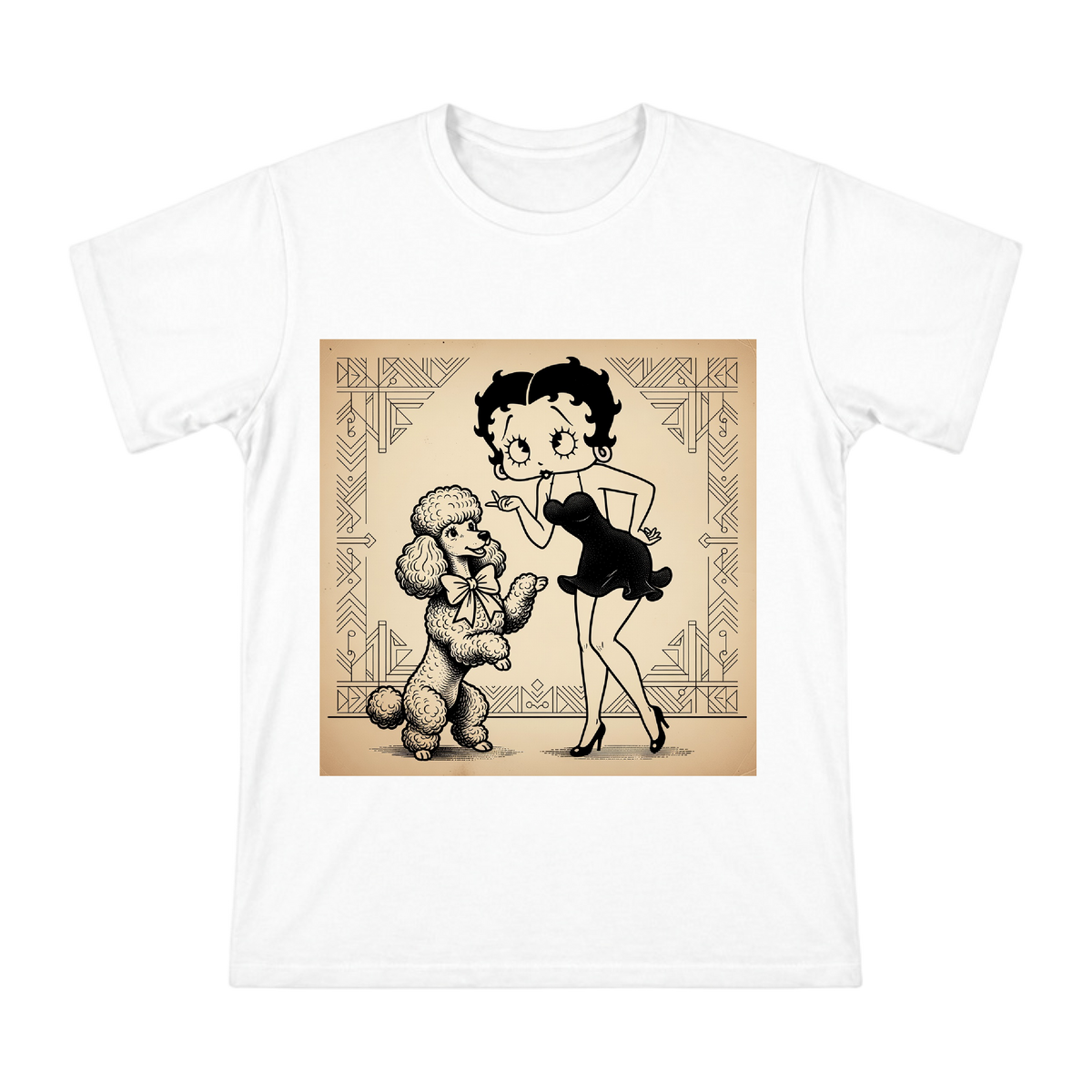 Jazz Age Betty Boop and Poodle Retro Illustration Men's Short Sleeve T-Shirt front [ai-pod:c560a6e57e3f421891f6d4b35e0b8835]