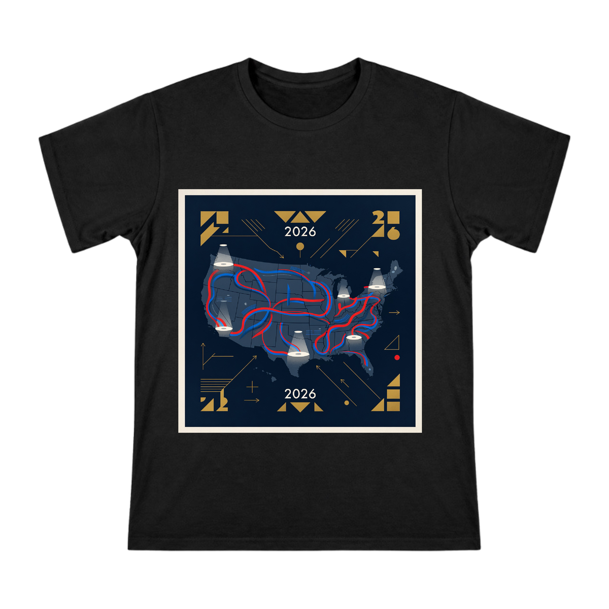 2026 US Election Strategic Roadmap Abstract Map Art Men's Cotton T-Shirt front [ai-pod:a263e413c5e45482eb3fde6a31710bf0]
