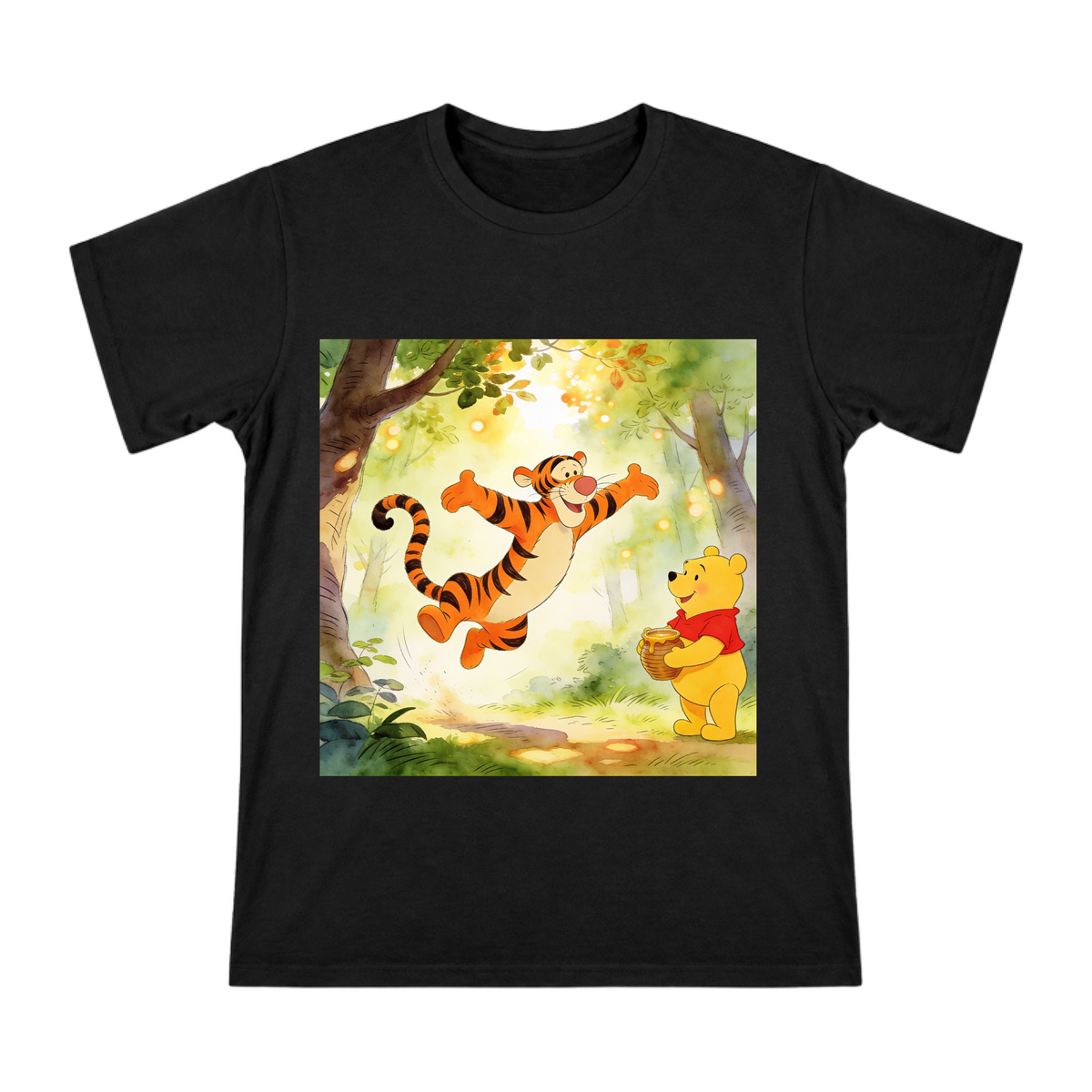 Tigger Bouncing with Honey Pot Classic Illustration Men's Short Sleeve T-Shirt front [ai-pod:5b0672eef0f907c62611ee0c4dc67d88]